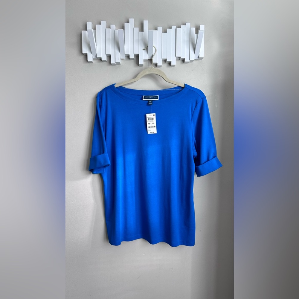 New with tags, never worn, vibrant blue 100% cotton Karen Scott top from Macy’s.